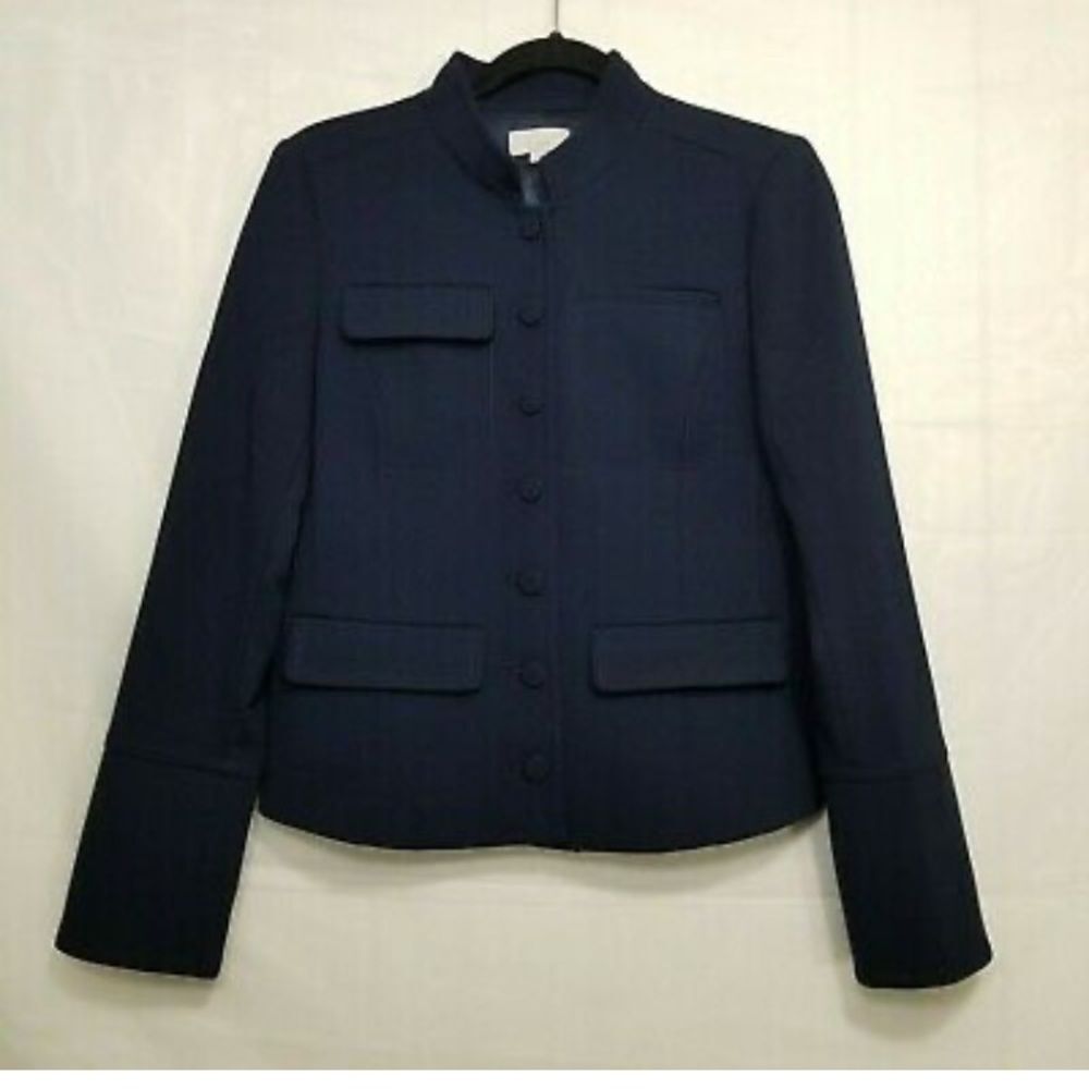 Navy Collarless Blazer Loft